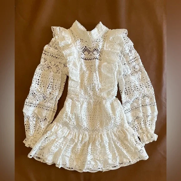 NWT SEA NY Patrizia Lace Open Back Dress with Bows in White - Picture 5 of 7